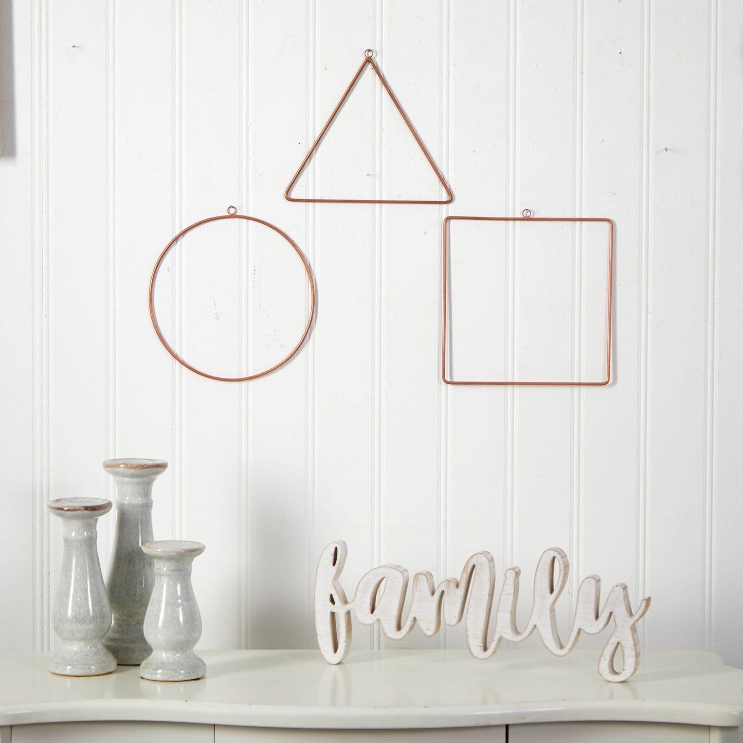 10” Metal Geometric Circlet Wall Art Décor (Set of 3)