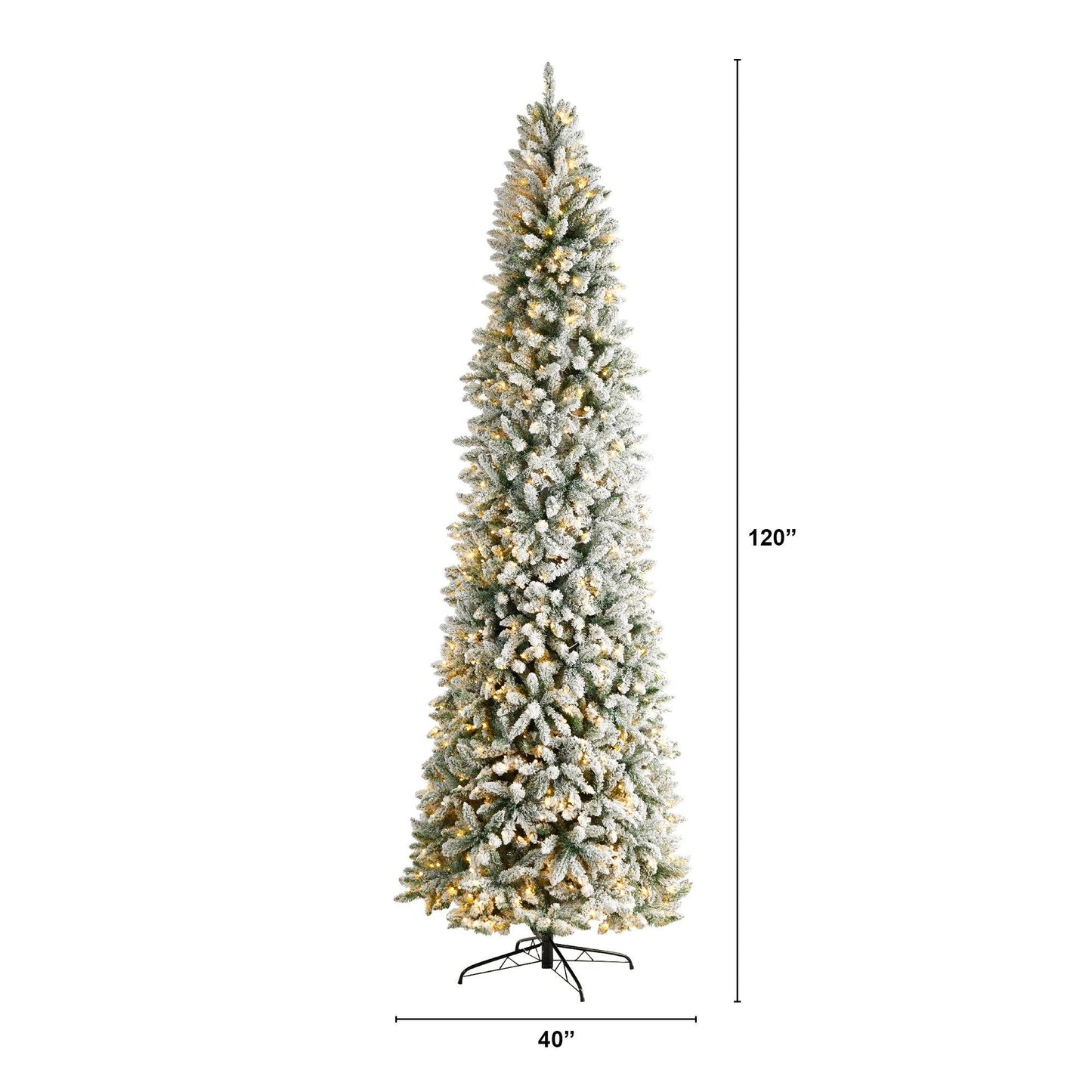 Sapin de Noël artificiel mince floqué de Montréal de 10 pi