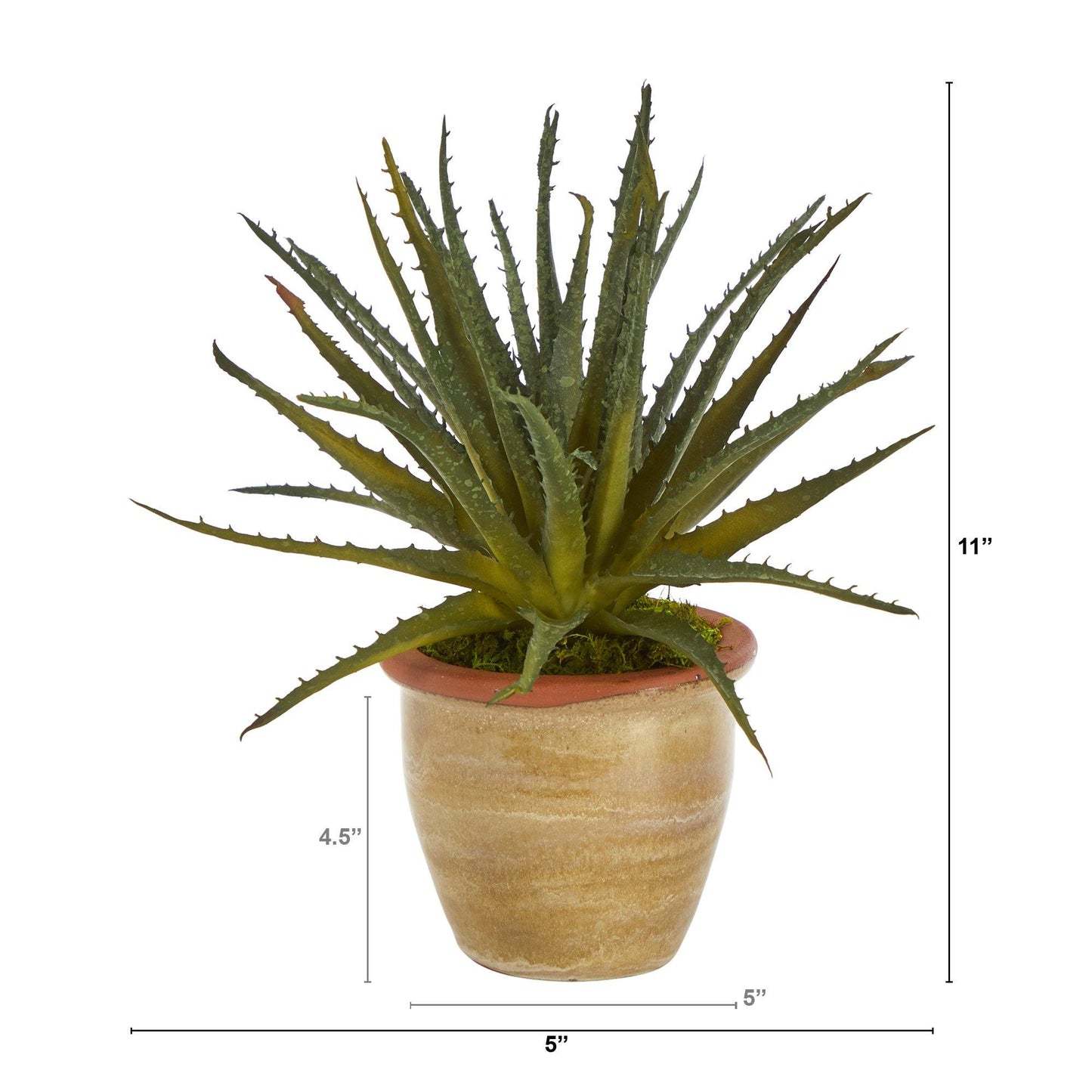 Planta artificial de aloe de 11” en macetero de cerámica