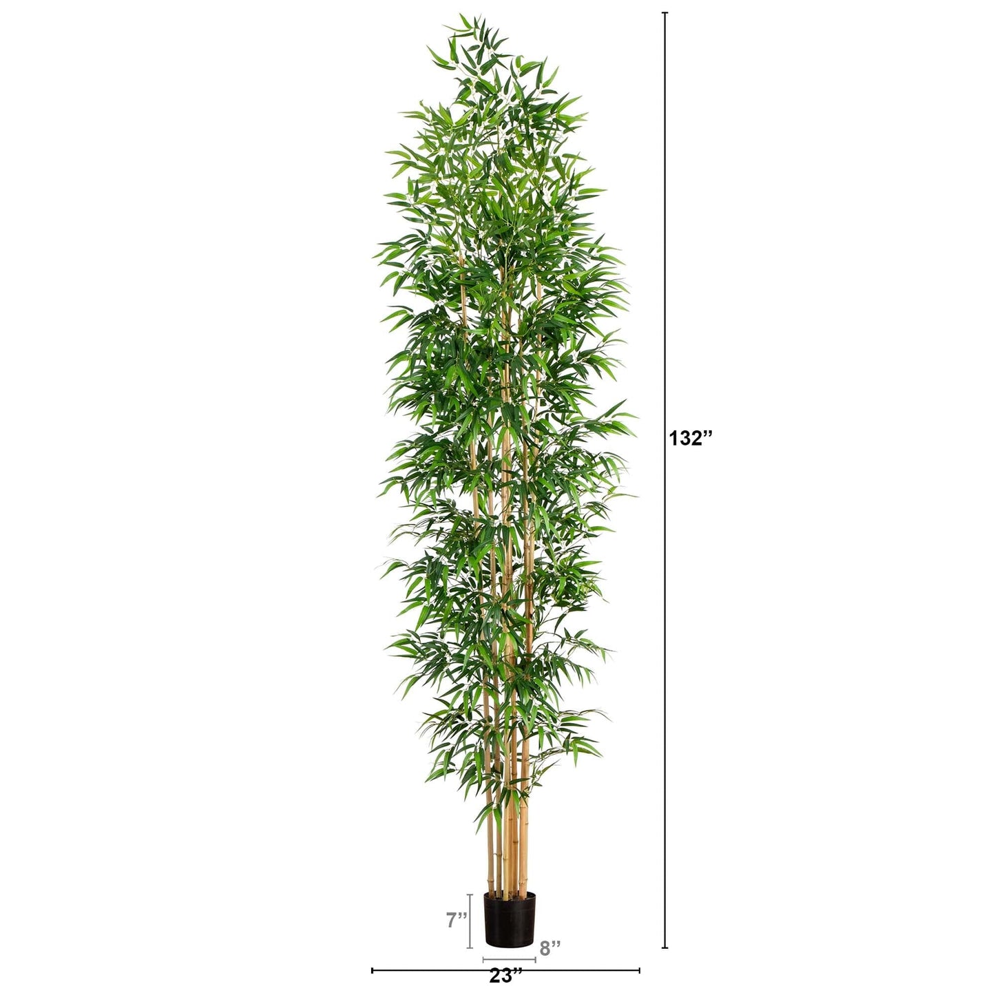 Árbol de bambú artificial de 11 pies con troncos de bambú real