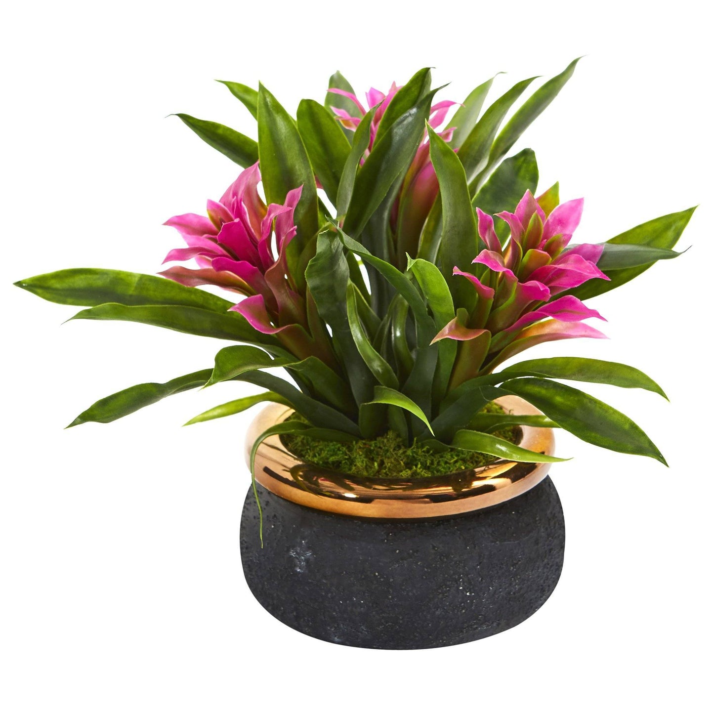 Planta artificial de bromelia de 11” en macetero de gres