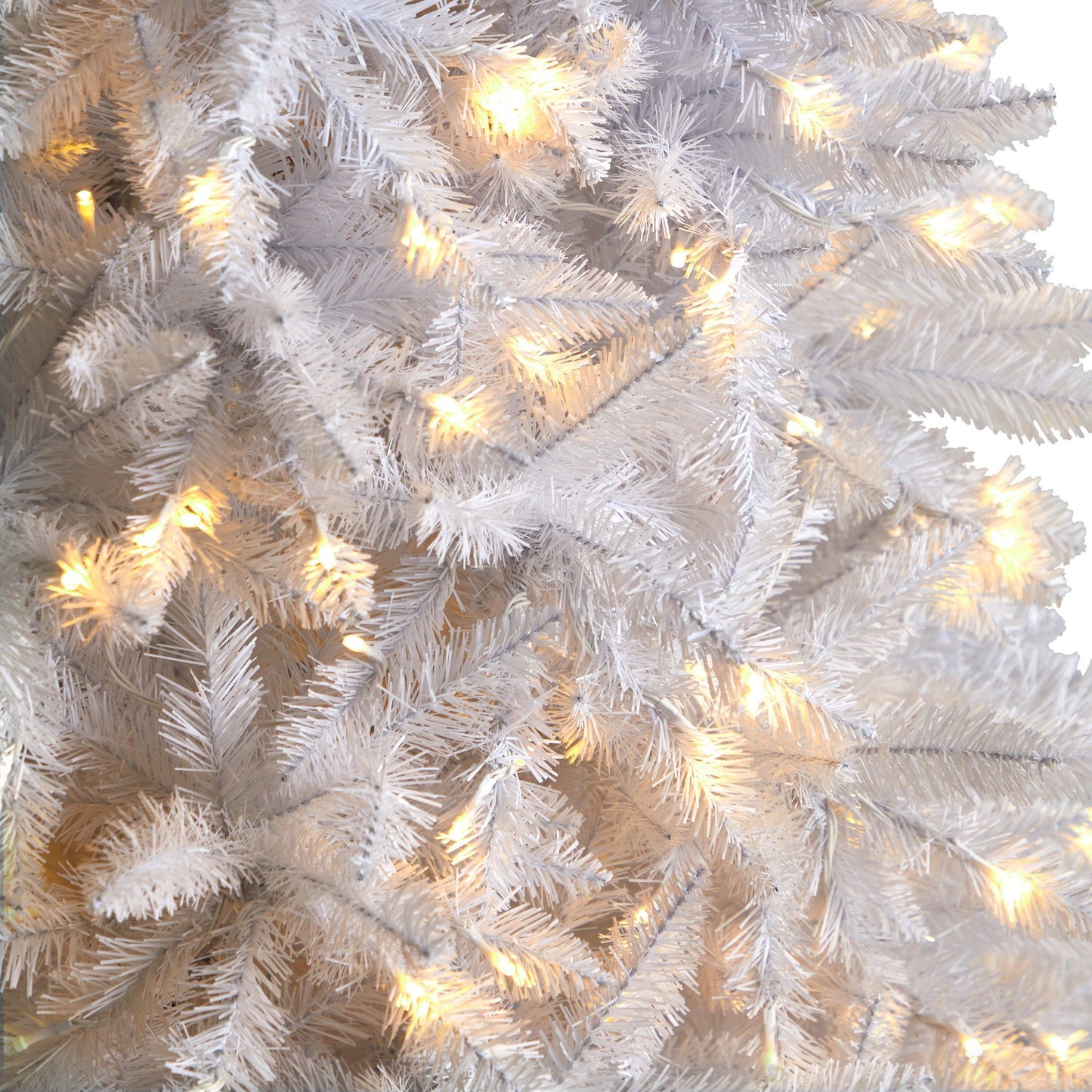 Sapin de Noël artificiel mince blanc de 11 pi avec 950 lumières LED blanc chaud et 2836 branches pliables