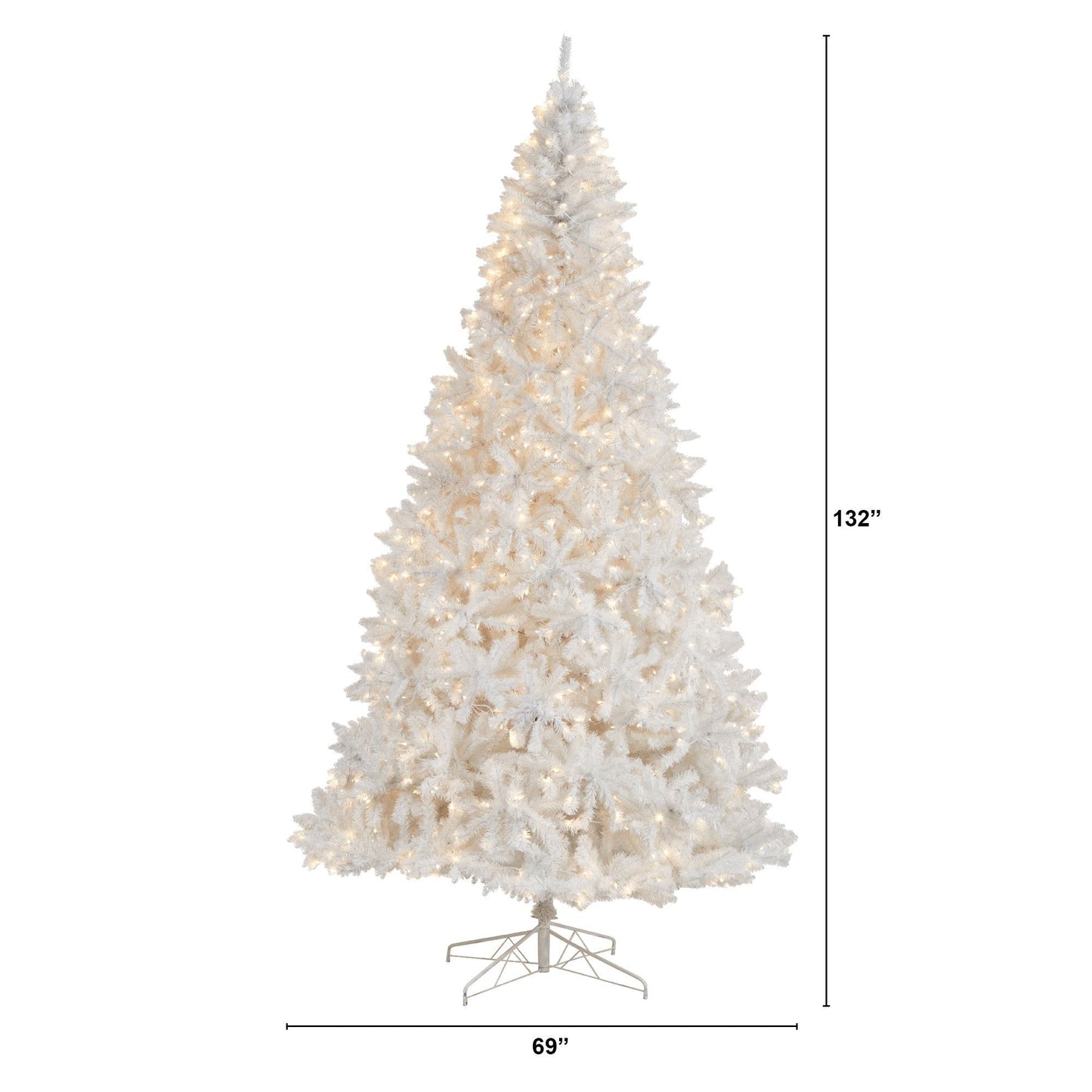 Árbol de Navidad artificial blanco de 11 pies con 2720 ramas flexibles y 1000 luces LED