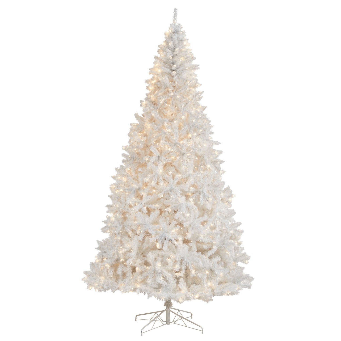 Árbol de Navidad artificial blanco de 11 pies con 2720 ramas flexibles y 1000 luces LED