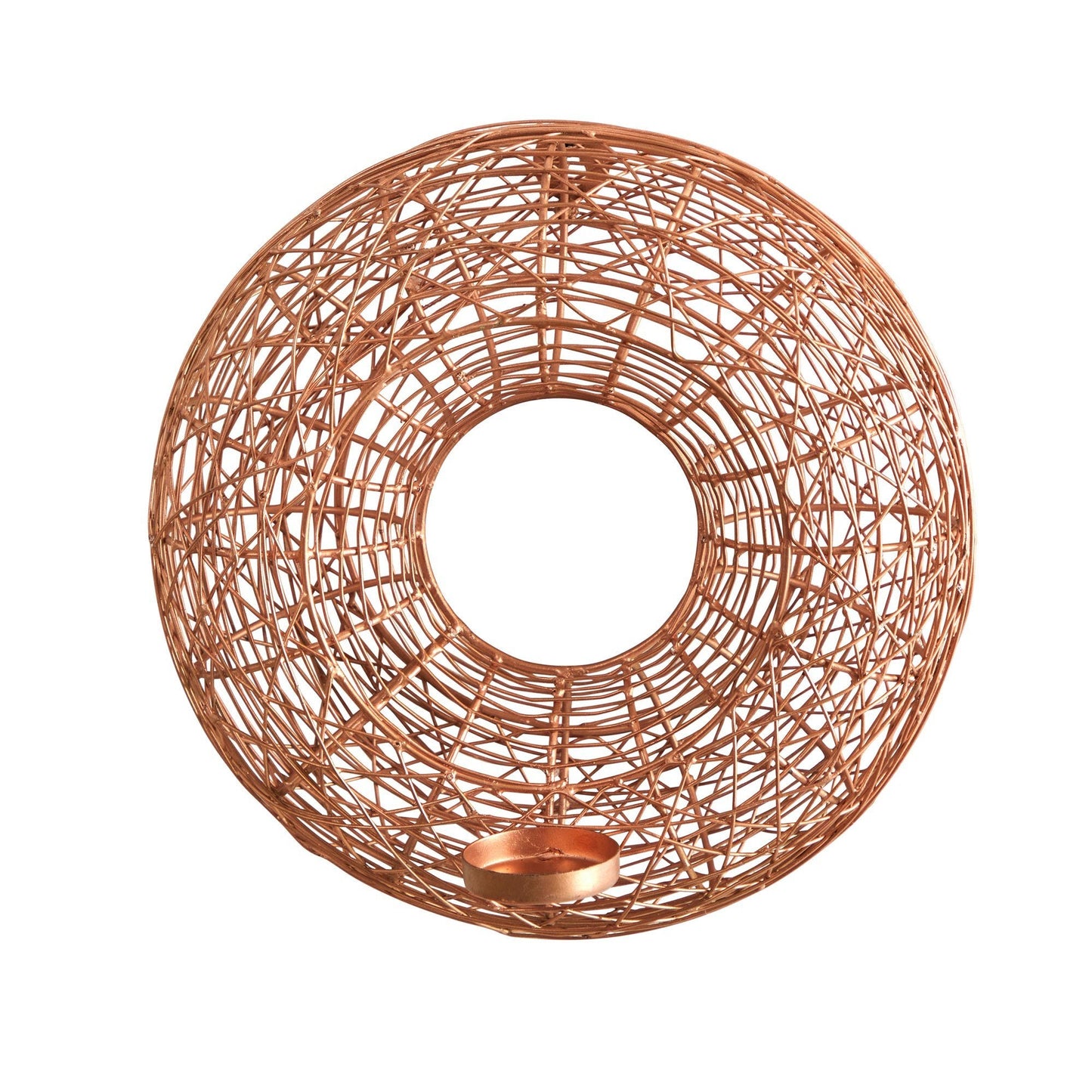 Candelabro de pared circular de cobre con alambre de 11"