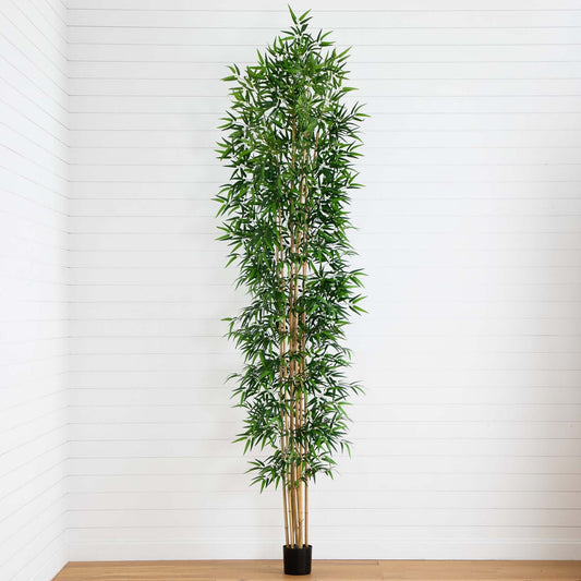 Árbol de bambú artificial de 12 pies con troncos de bambú real