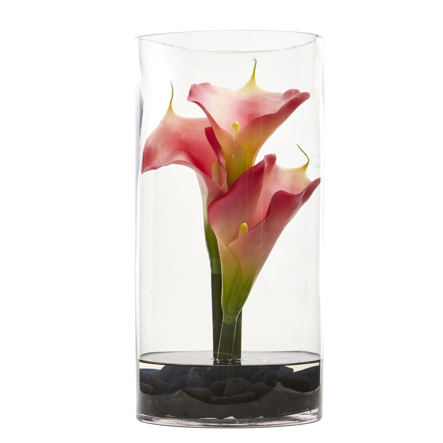 12” Calla Lily Artificial Arrangement in Cylinder Glass