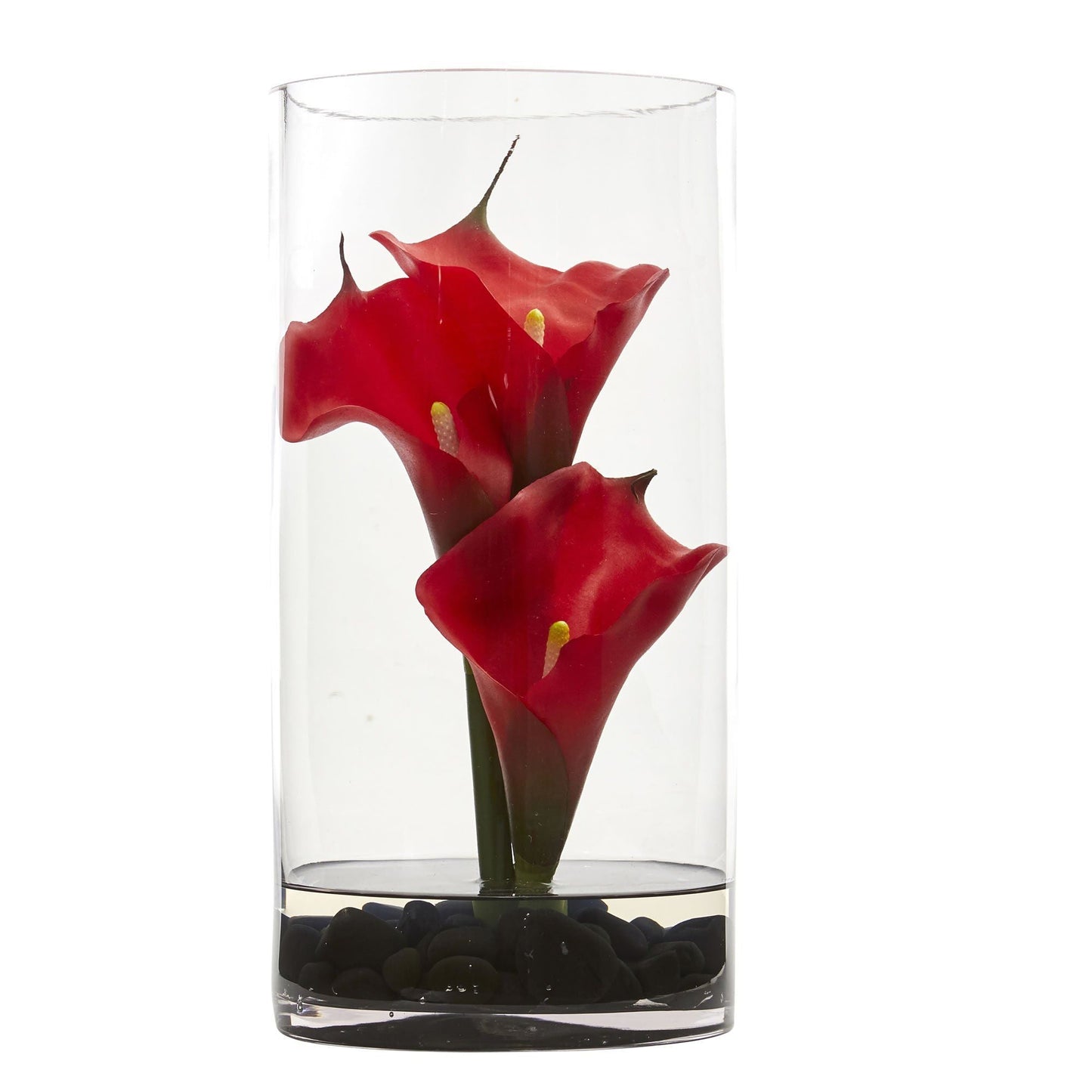 12” Calla Lily Artificial Arrangement in Cylinder Glass