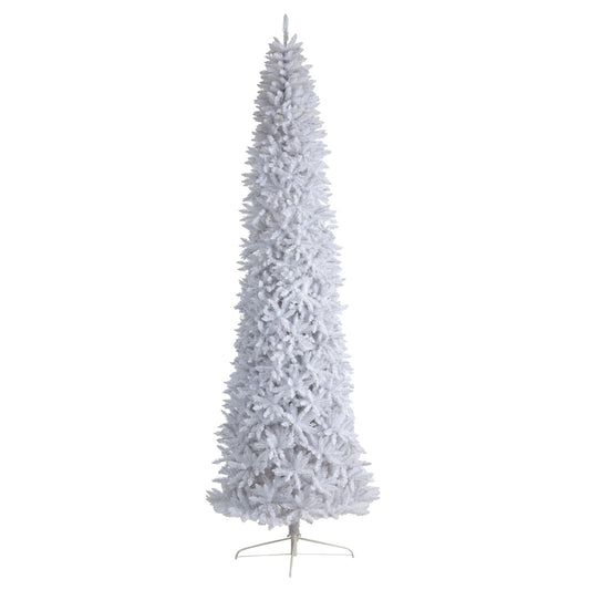 Árbol de Navidad artificial blanco delgado de 12 pies con 3235 ramas flexibles