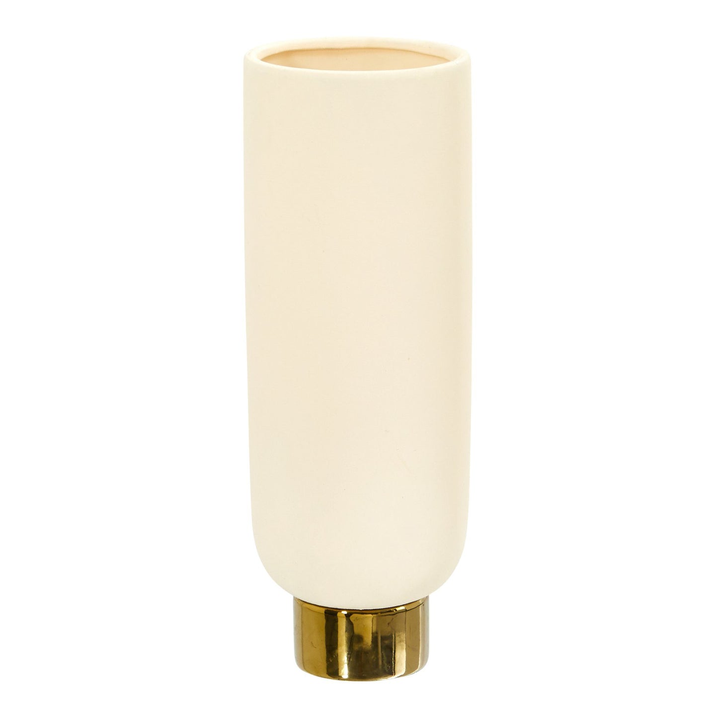 12.75” Elegance Ceramic Cylinder Vase with Gold Accents