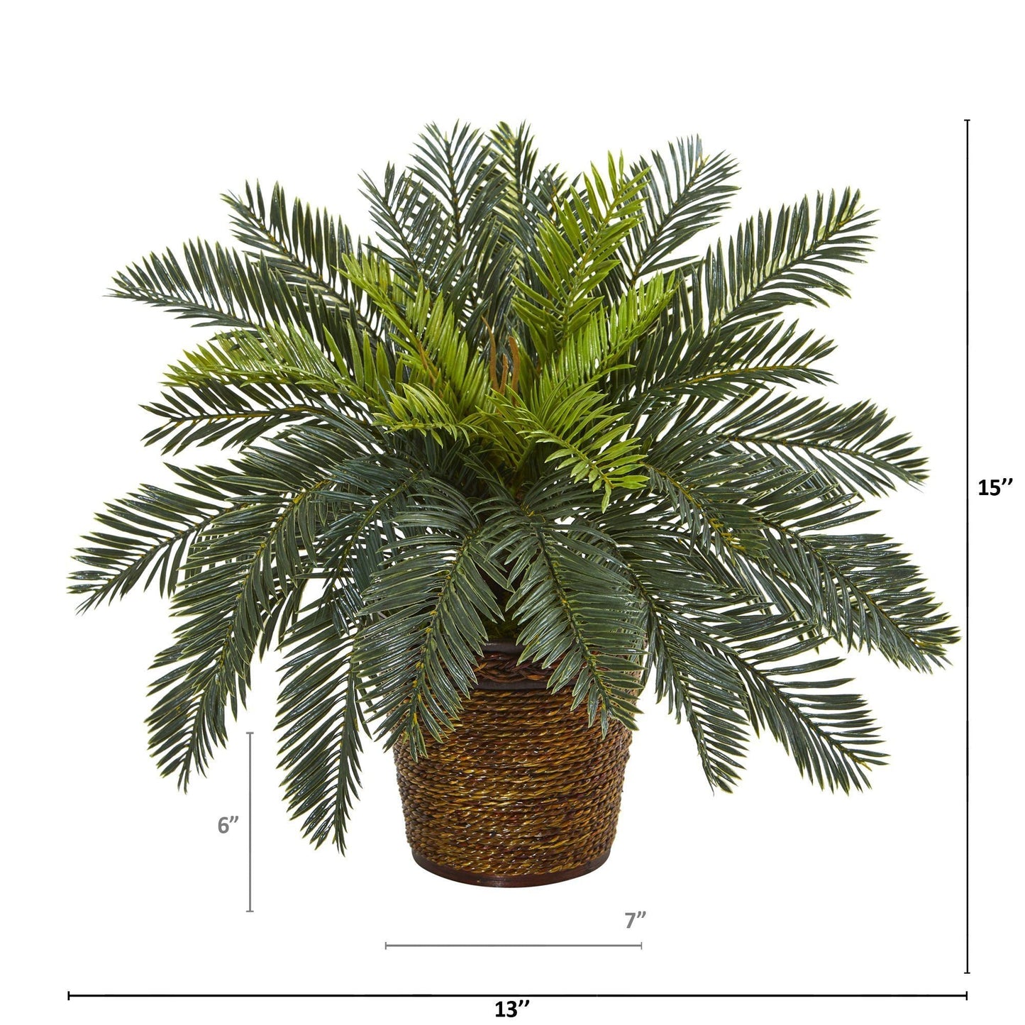 Planta artificial Cycas de 15” en cesta