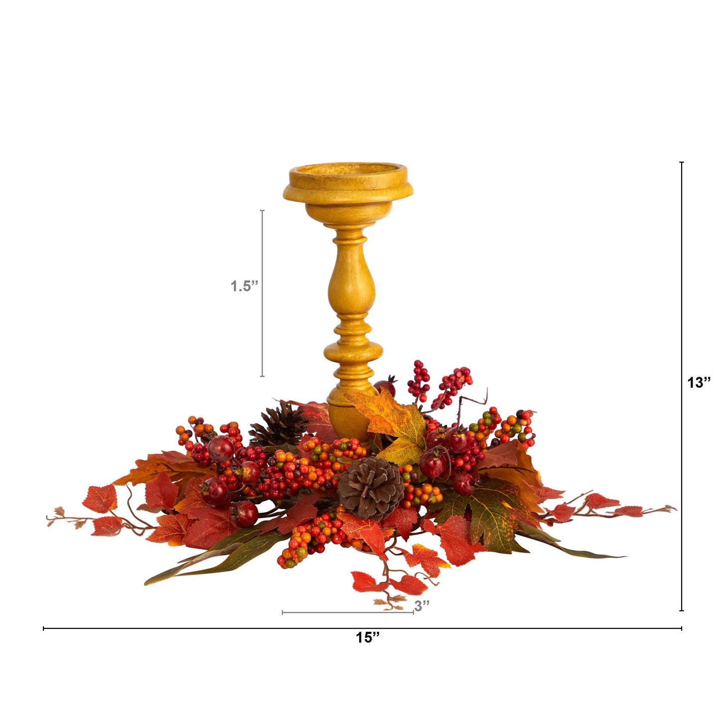 Arrangement de candélabres artificiels d'automne de récolte de 15 po