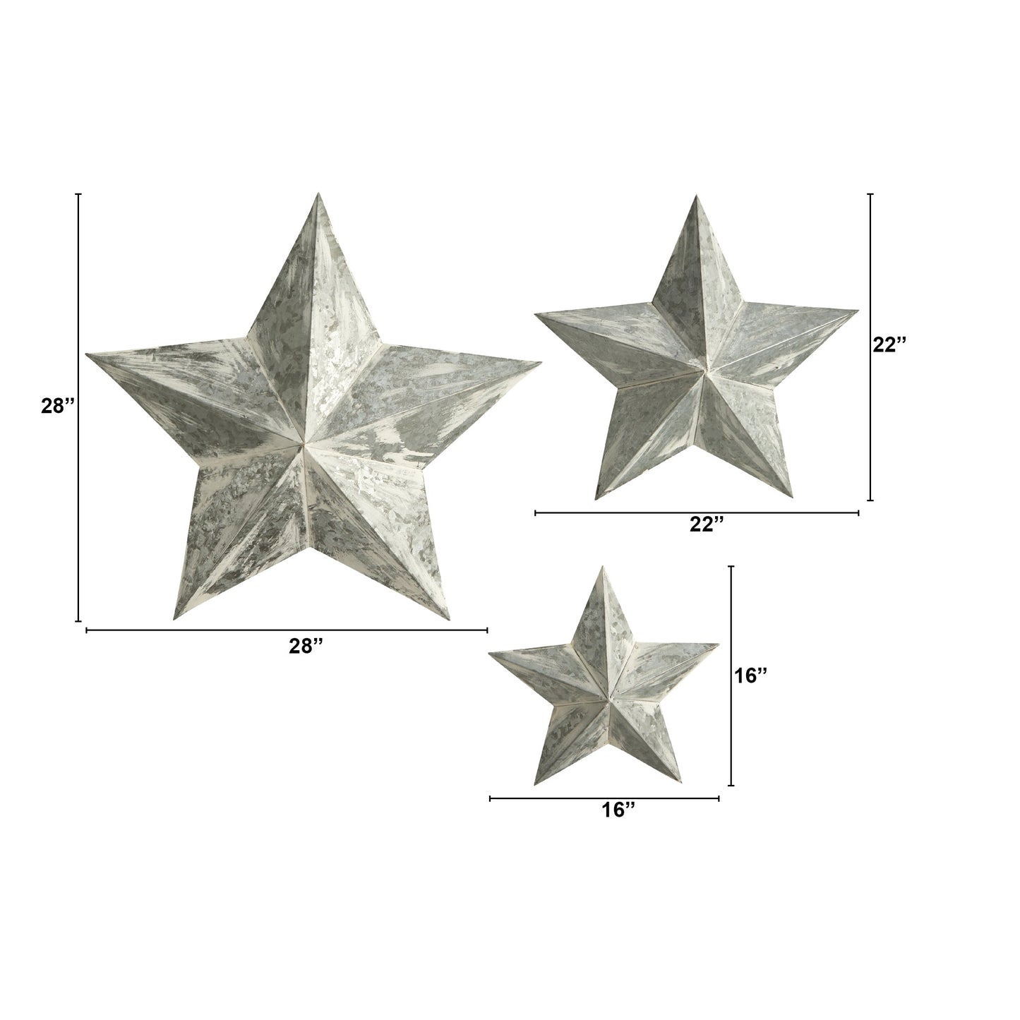 Decoración de pared con estrellas de granja de 16”, 22” y 28” (juego de 3)