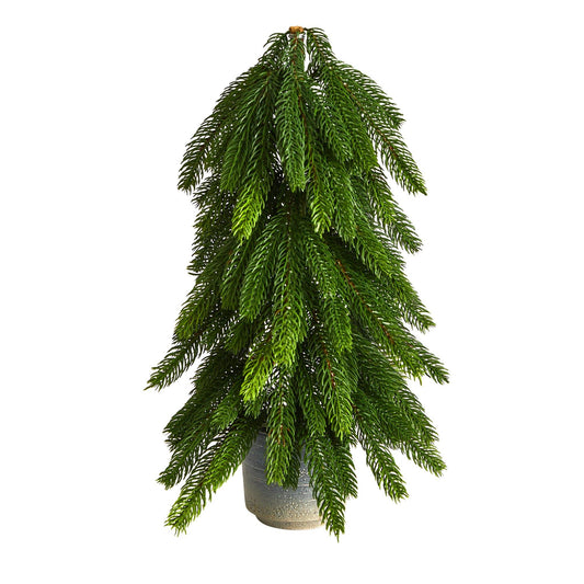 Árbol de Navidad artificial de pino de 17" en macetero decorativo