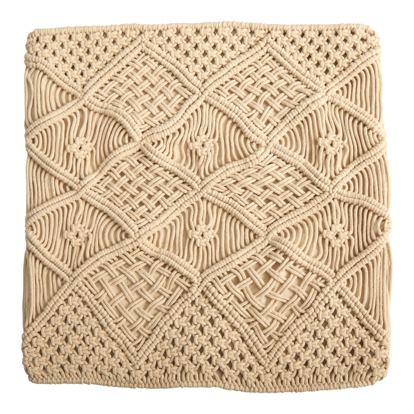 Funda de almohada decorativa de macramé con punto cruzado bohemio de 18"