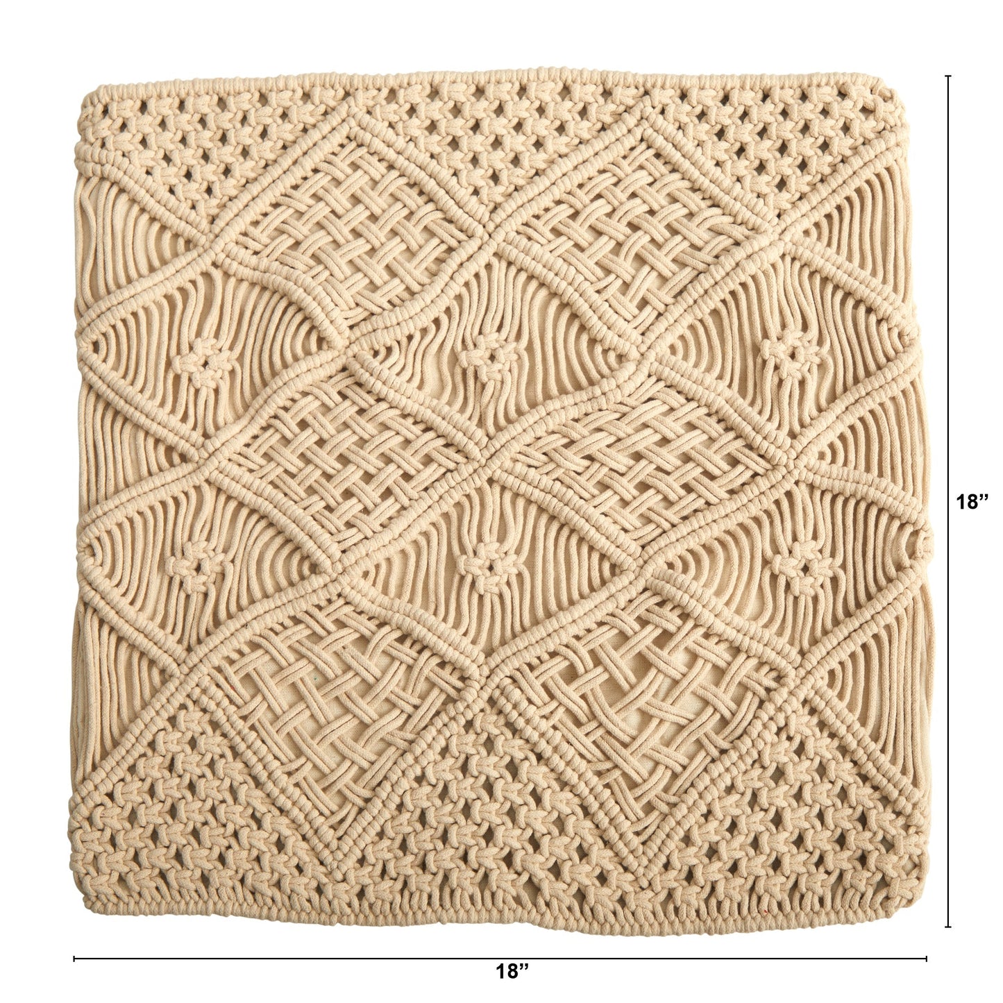 Funda de almohada decorativa de macramé con punto cruzado bohemio de 18"