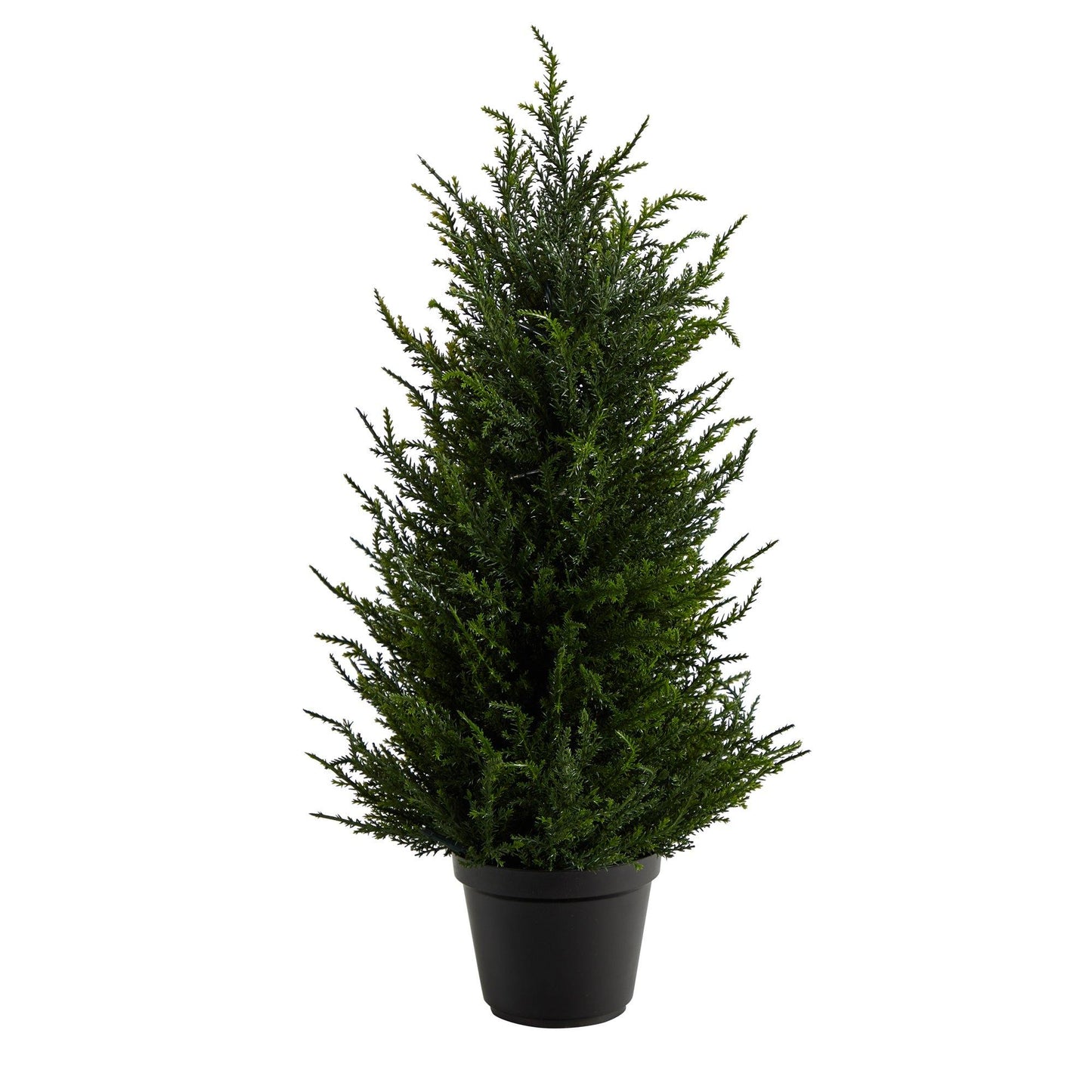 Árbol artificial de cedro de 18" con luces LED, resistente a los rayos UV (interior/exterior)