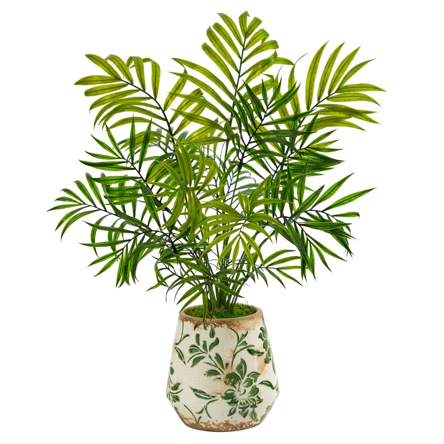 Mini palmera areca artificial de 18" en jarrón floral