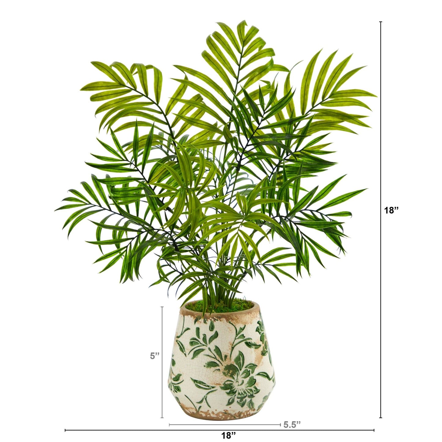 Mini palmera areca artificial de 18" en jarrón floral