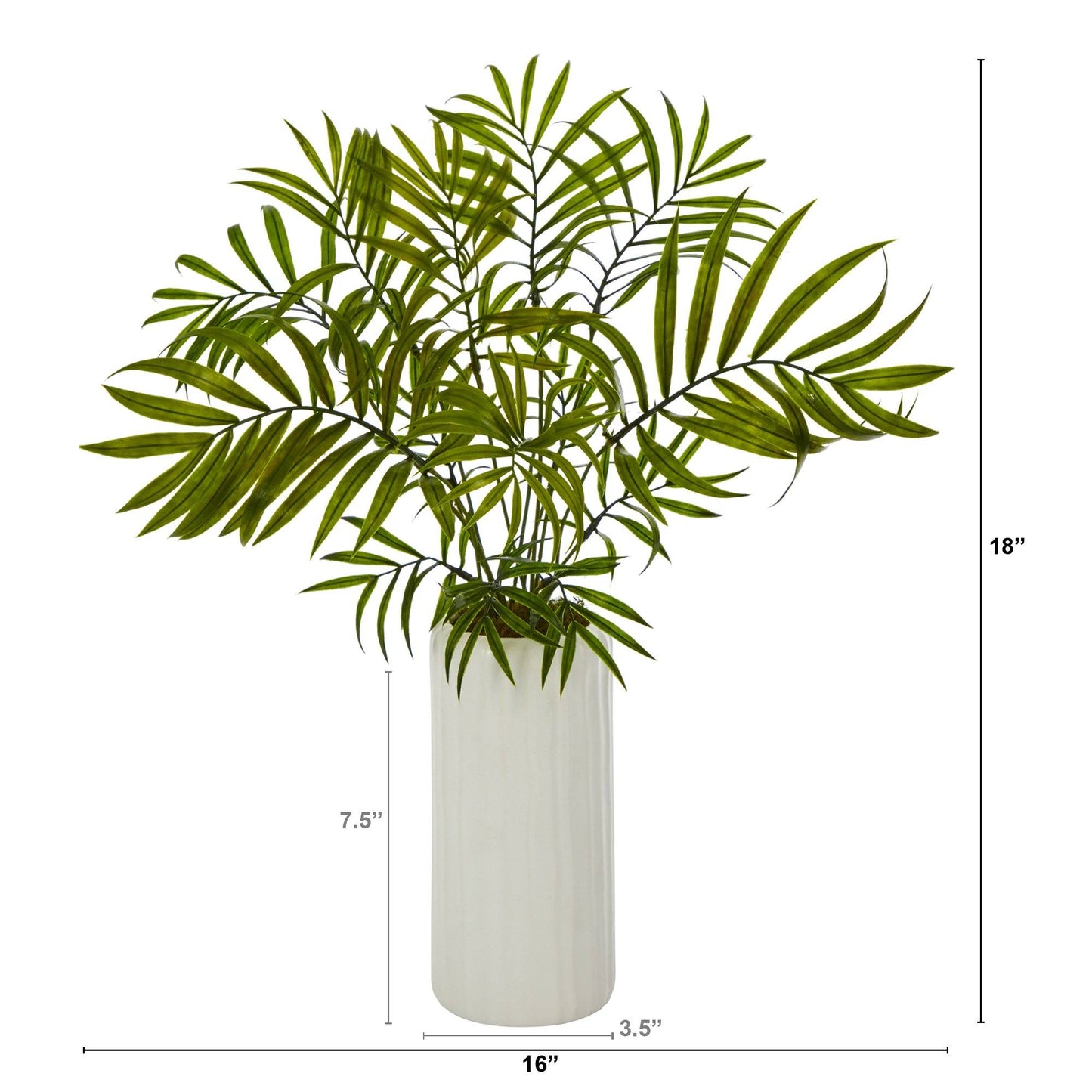 Mini palmera areca artificial de 18" en macetero blanco