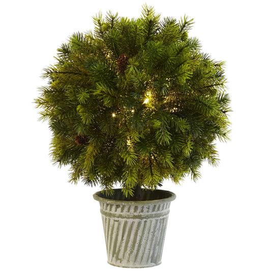 18” Pine Ball in Iron Top - Nearly Natural