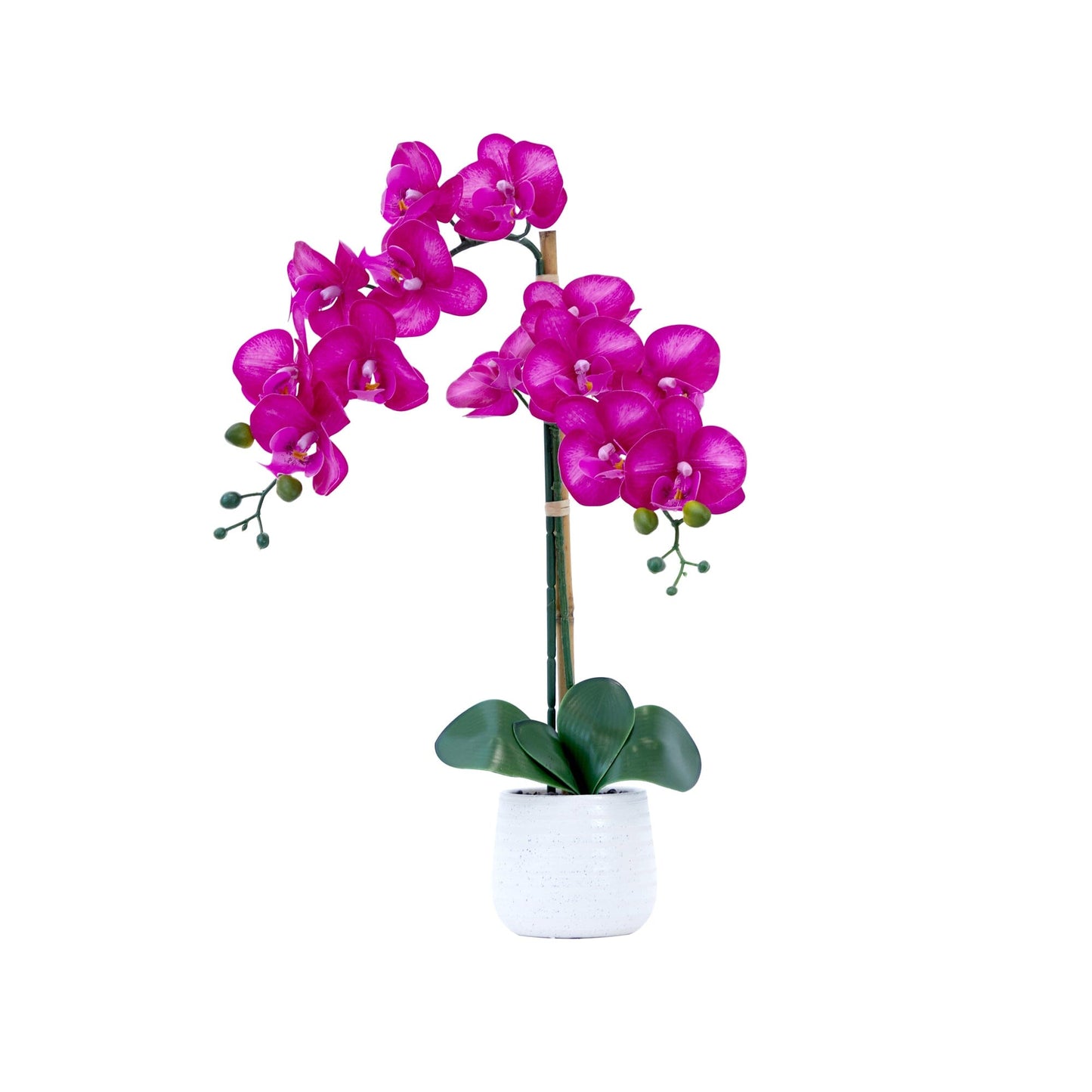 Orquídea artificial morada de 19" con jarrón decorativo