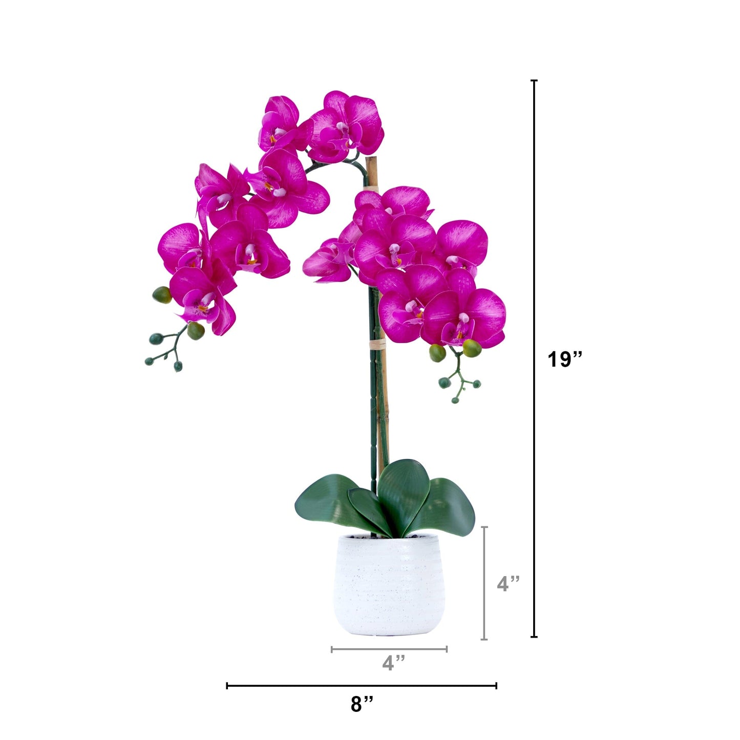 Orquídea artificial morada de 19" con jarrón decorativo