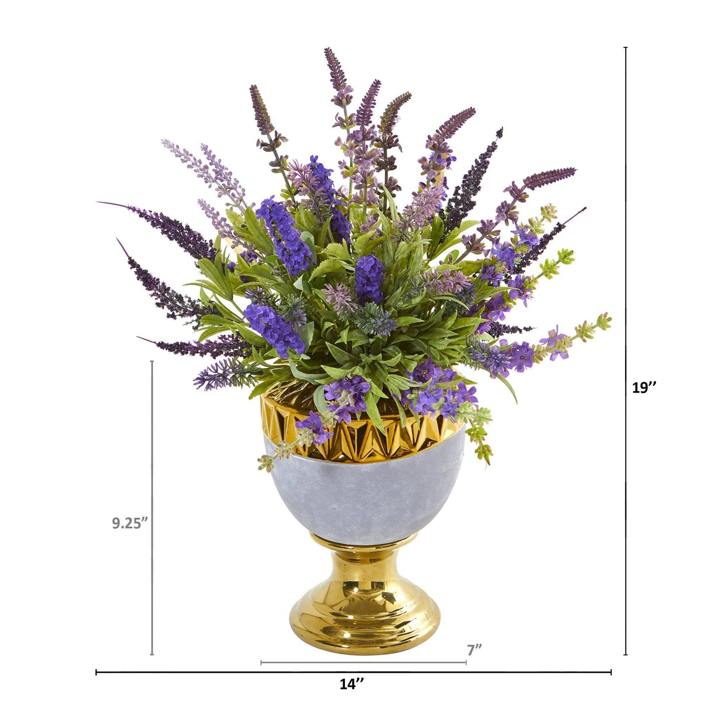 Arreglo artificial de lavanda de 19” en urna decorativa