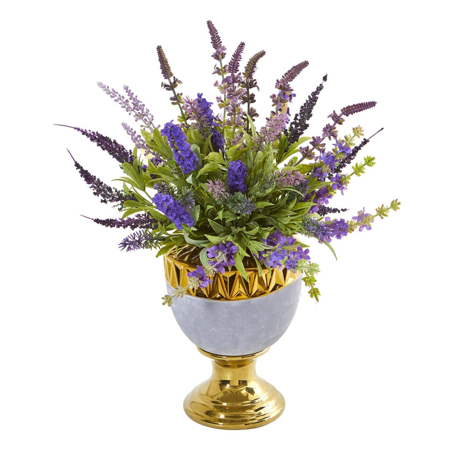 Arreglo artificial de lavanda de 19” en urna decorativa