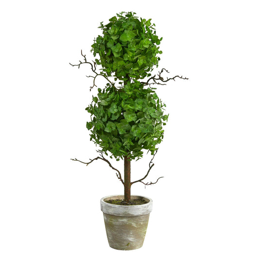 2’ Eucalyptus Double Ball Topiary Artificial Tree