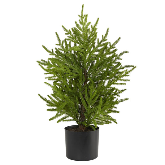 Árbol de Navidad artificial de pino de la Isla Norfolk de 2 pies con aspecto natural en maceta decorativa