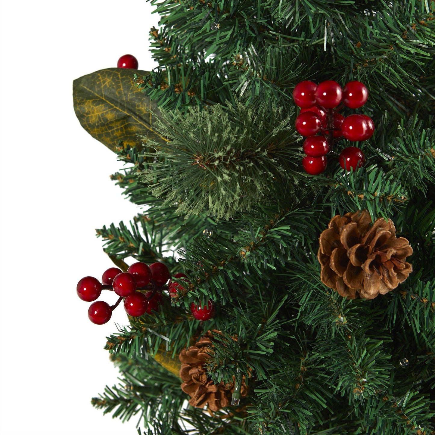 2’ Pine Pinecone and Berries Artificial Christmas Tree with 35 LED Lights and 86 Bendable Branches - Green - Nearly
