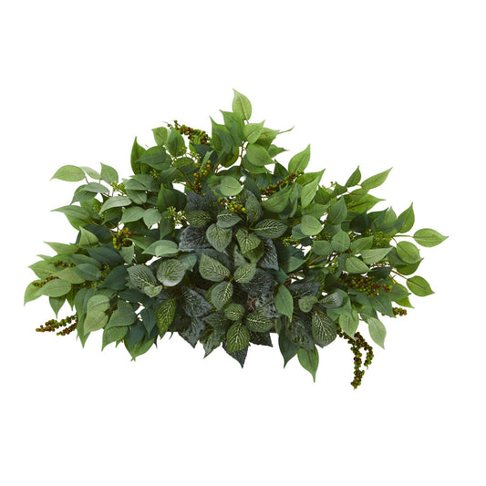 Plante artificielle de 20 po avec mélange de ficus et de fittonia