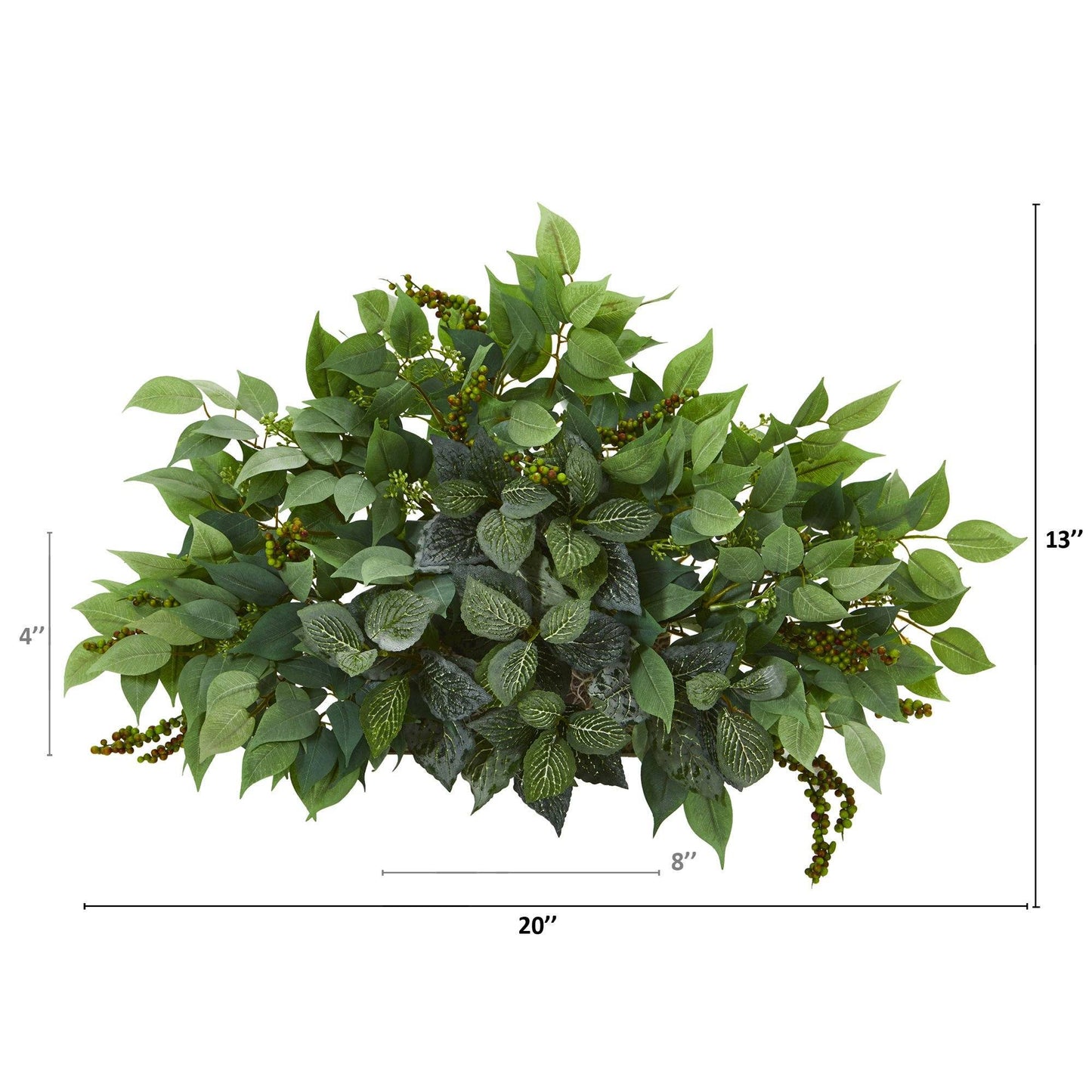 Plante artificielle de 20 po avec mélange de ficus et de fittonia