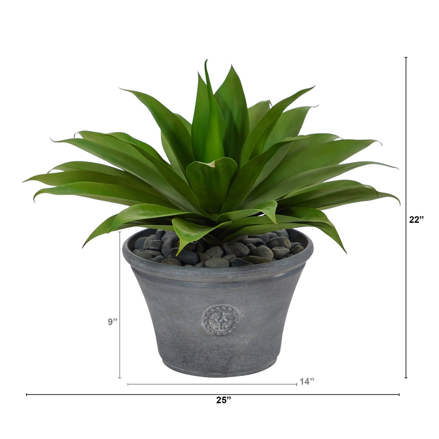 Planta suculenta artificial de agave de 22" en macetero gris