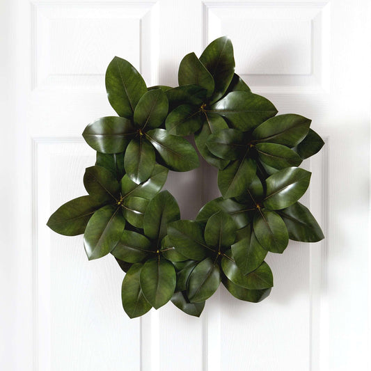 22” Magnolia Leaf Artificial Wreath - Nearly Natural