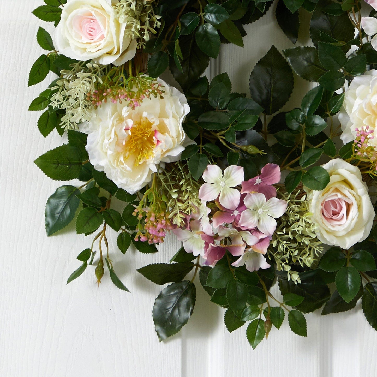 22” Mixed Rose and Hydrangea Artificial Wreath