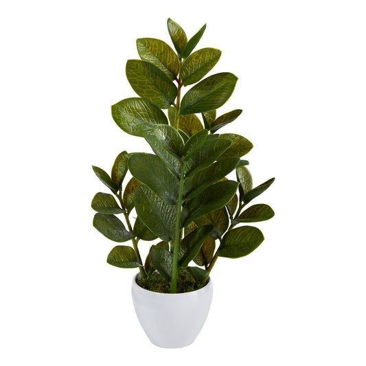 Planta artificial Zamioculcas de 22” en macetero blanco