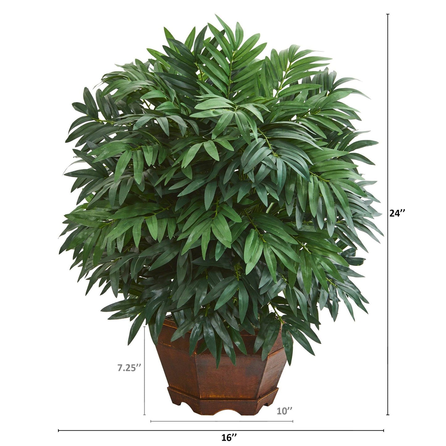 Planta artificial de palma de bambú de 24” en macetero decorativo