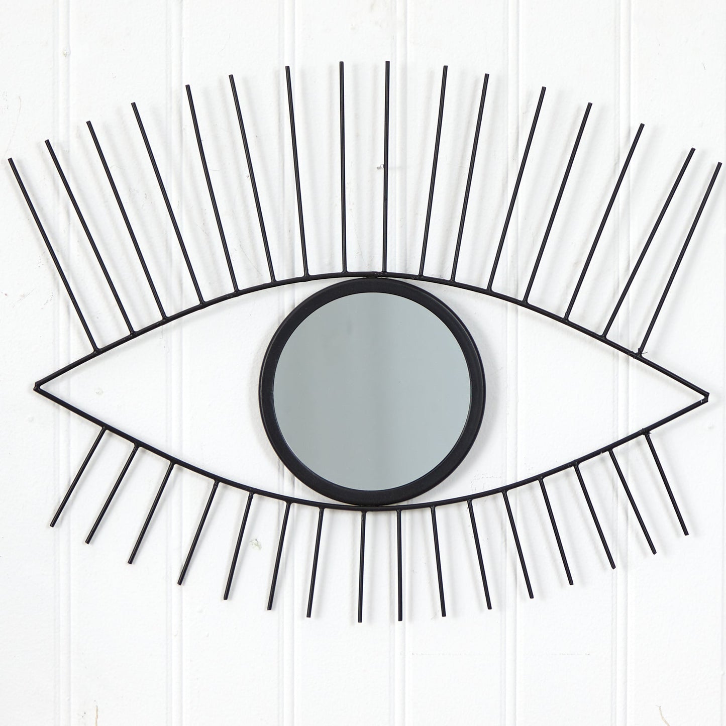 Espejo de pared con forma de ojo de metal negro de 24"