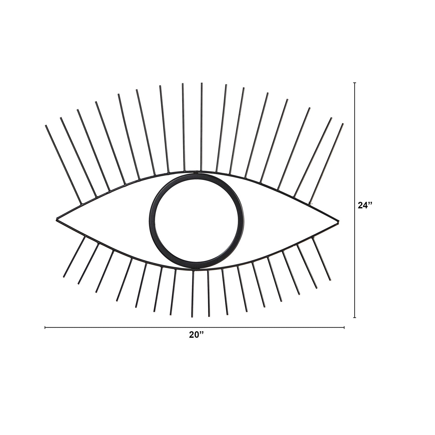 Espejo de pared con forma de ojo de metal negro de 24"