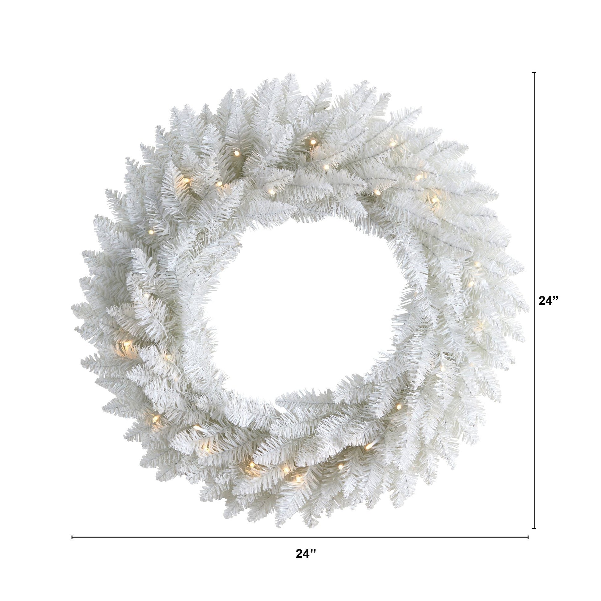 24” Colorado Spruce Artificial Christmas Wreath with 179 Bendable Branches and 35 Warm LED Lights - Nearly Natural