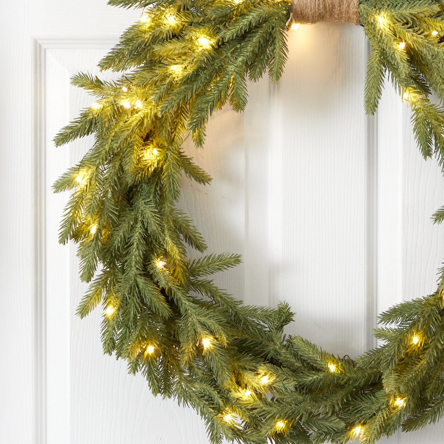 24" Holiday Christmas Pre-Lit Cascading Pine Wreath