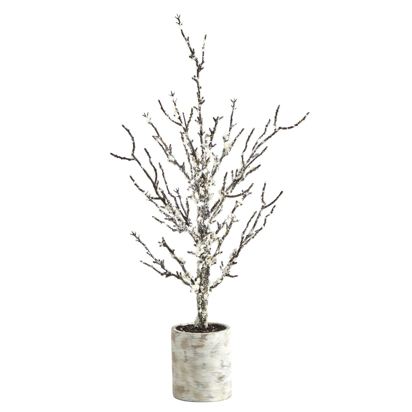 Árbol de Navidad artificial de 24" con ramitas nevadas en maceta decorativa