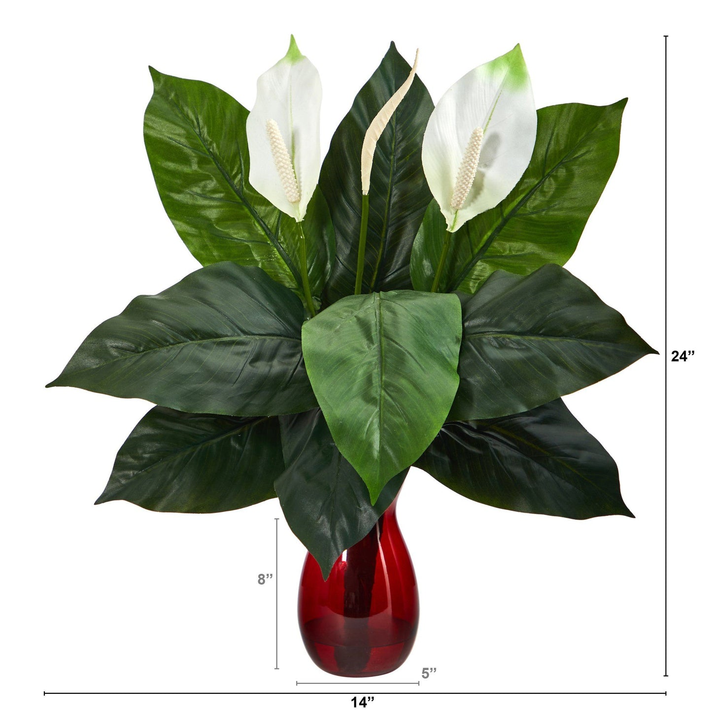 Planta artificial Spathifylum de 24” en macetero Ruby