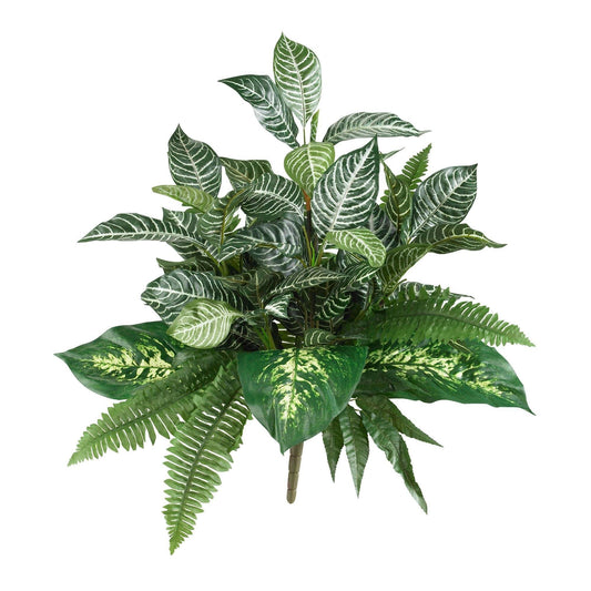 Planta artificial de 25" de hojas verdes mixtas (juego de 2)