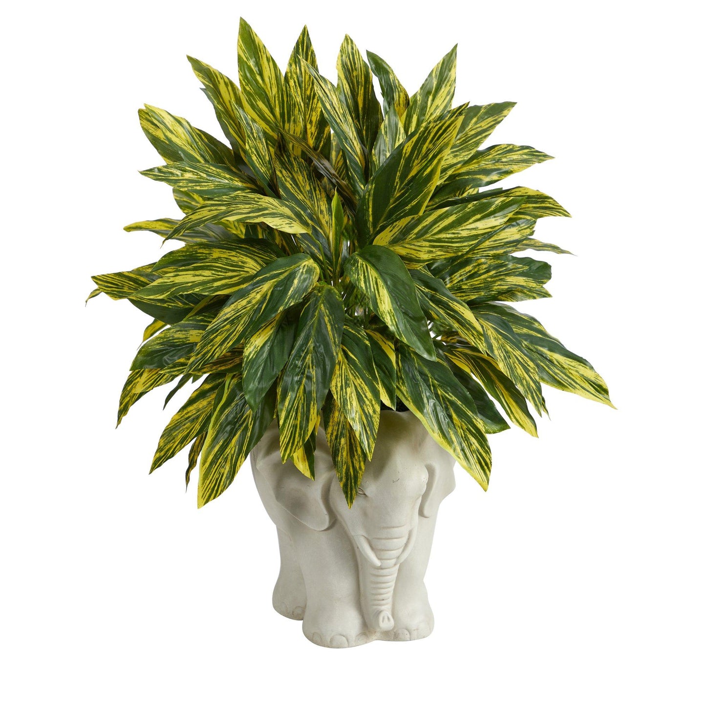 Planta artificial Tradescantia de 25” en macetero blanco con forma de elefante (tacto real)