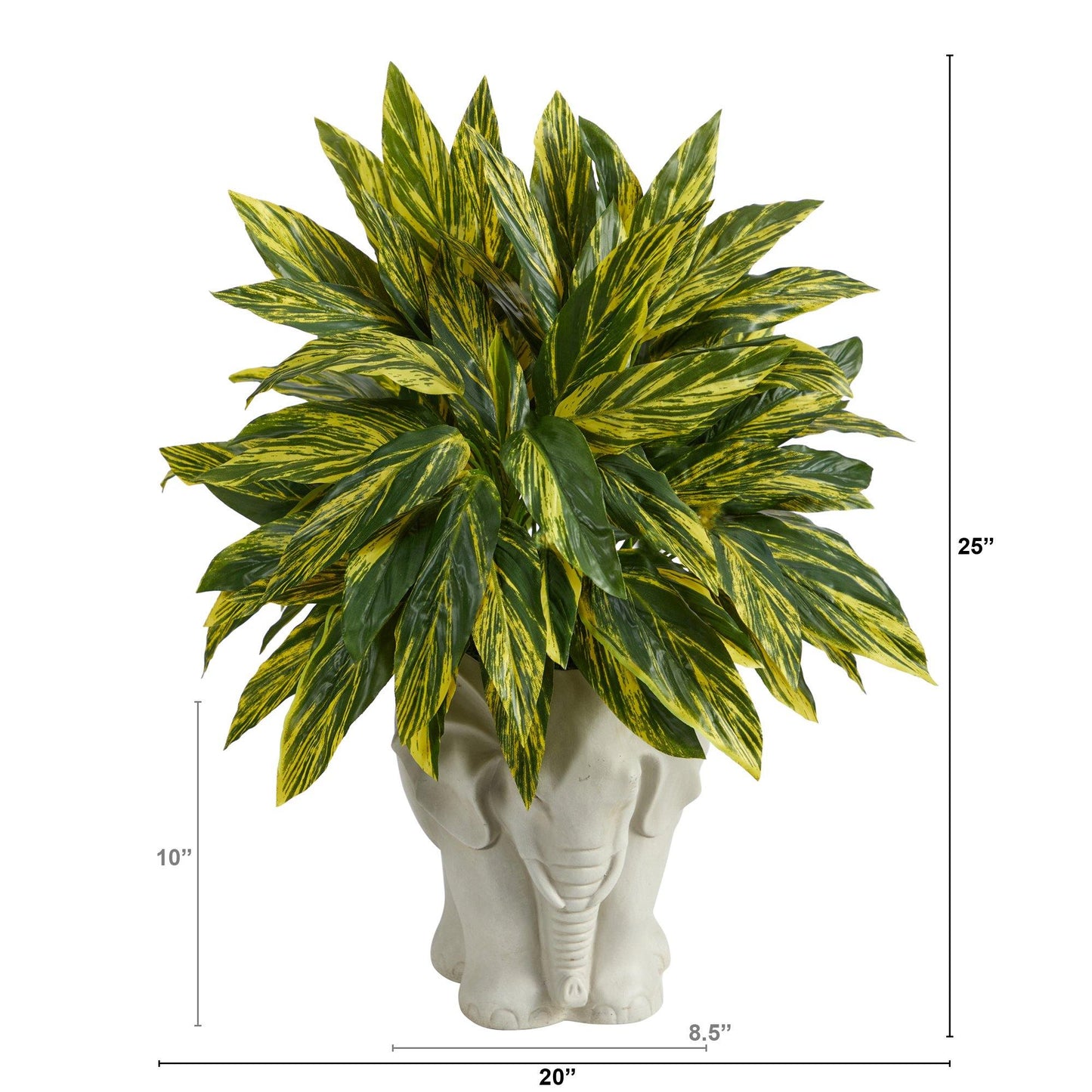 Planta artificial Tradescantia de 25” en macetero blanco con forma de elefante (tacto real)