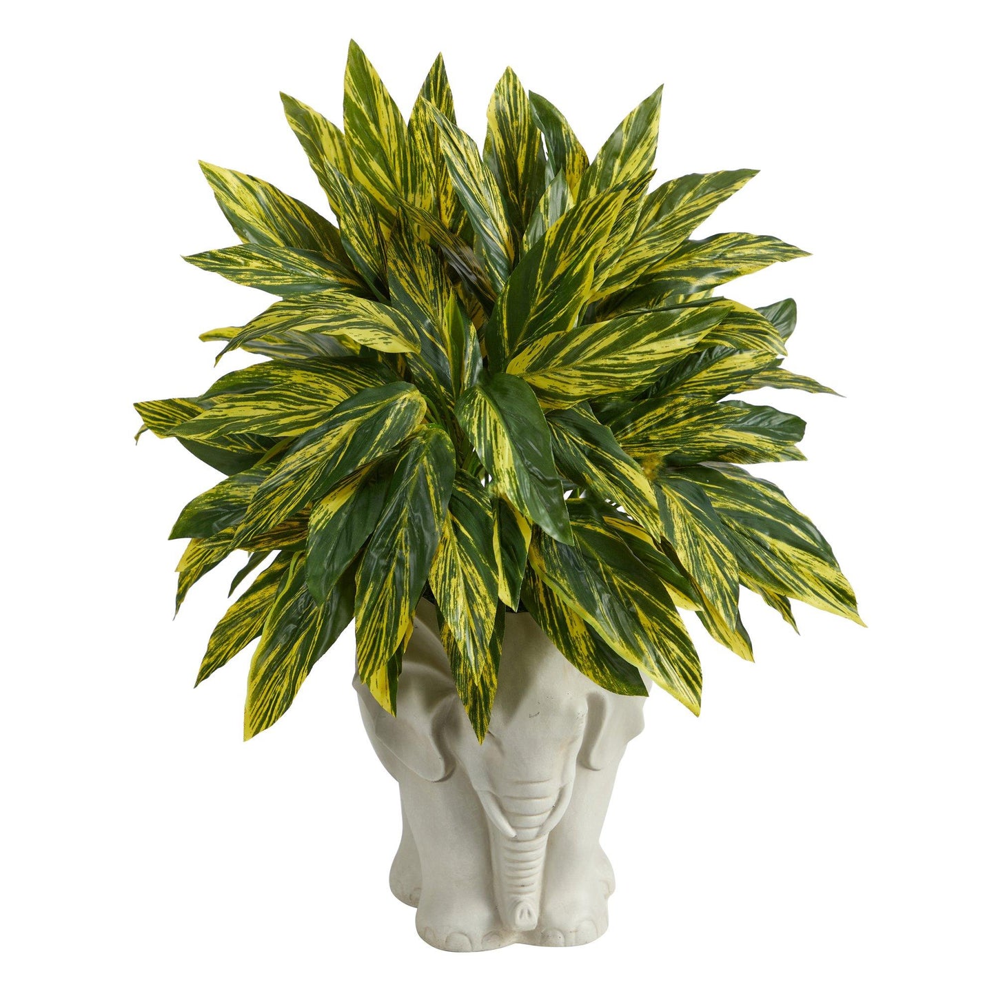 Planta artificial Tradescantia de 25” en macetero blanco con forma de elefante (tacto real)