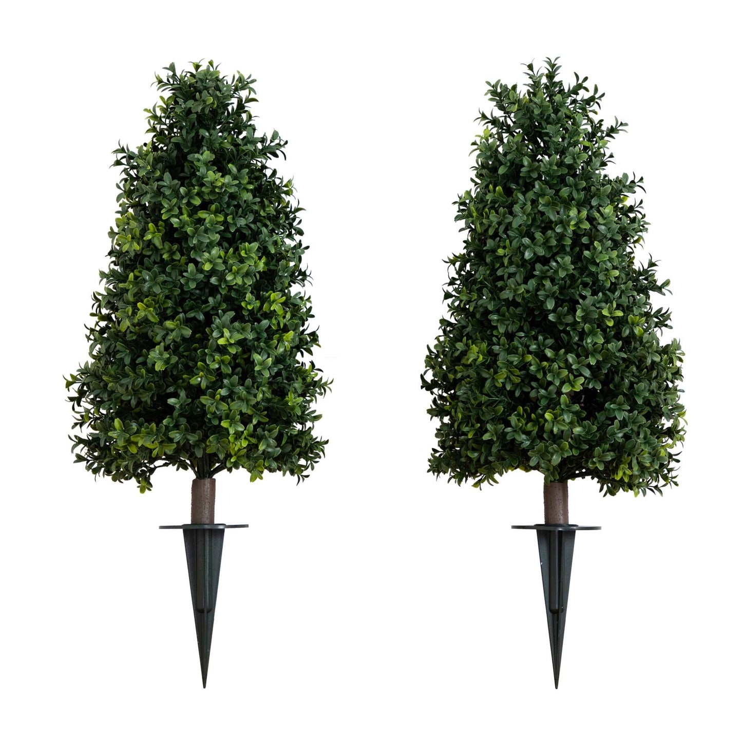 2.5' UV Resistant Artificial Boxwood Plant with Integrated Ground Stake (Indoor/Outdoor) - Set of 2